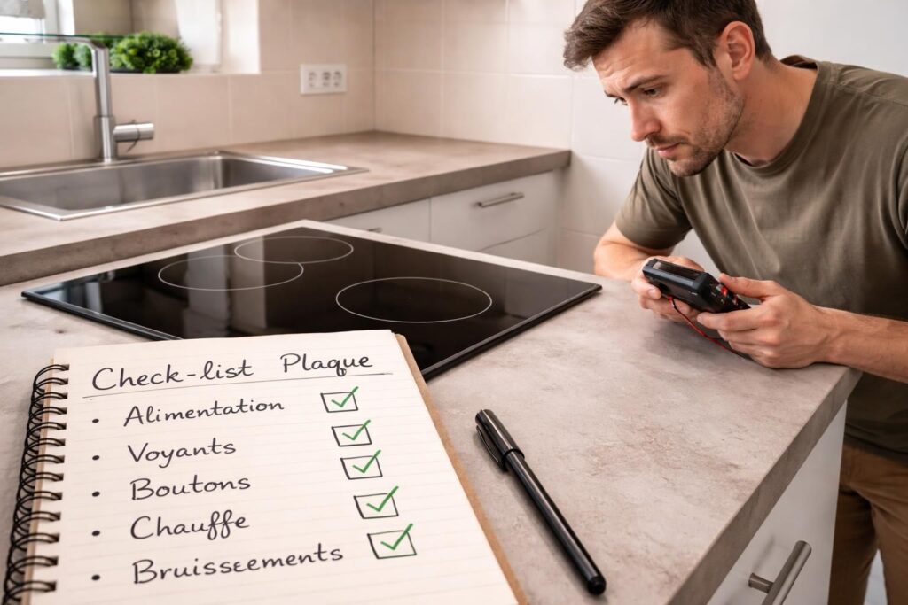 découvrez notre checklist complète pour diagnostiquer et résoudre les problèmes courants d'une plaque de cuisson électrique qui ne fonctionne plus chez votre locataire.