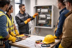 découvrez nos cours d'électricité du bâtiment, incluant l'apprentissage des schémas électriques et les règles de sécurité essentielles pour un travail fiable et sécurisé.